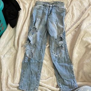 Garage denim distressed mom jean